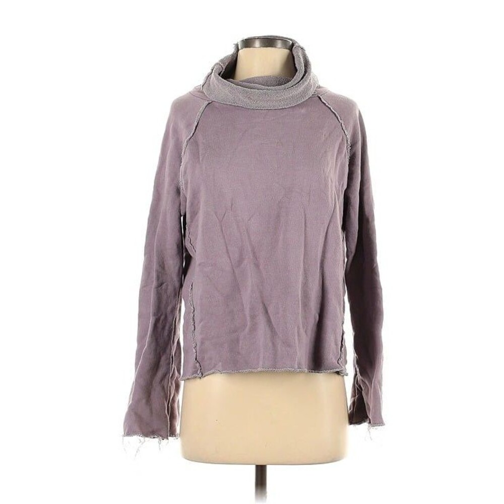 Alala Jersey Bell Sleeve Raw Edge Sweatshirt Activewear Top Lavender Purple S XS